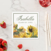 Serviette En Papier Aquarelle Vert Jaune Tournesol Graduation (En situation)