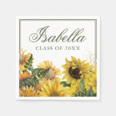 Serviette En Papier Aquarelle Vert Jaune Tournesol Graduation (Devant)