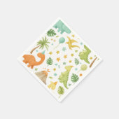 Serviette En Papier Aquarelle Vert Orange Dinosaure Motif Napkin (Coin)