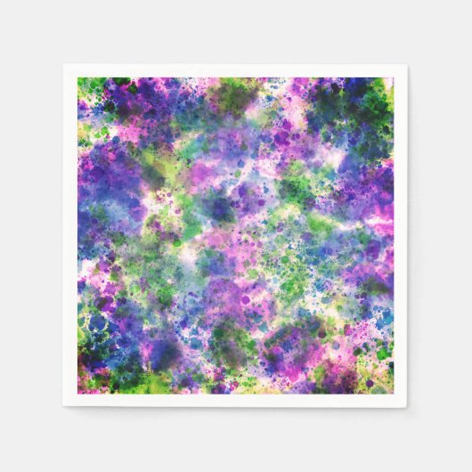 Serviette En Papier Aquarelle vert pourpre bleu Paint Splash Abstrait (Devant)