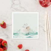 Serviette En Papier Aquarelle vert turquoise (En situation)