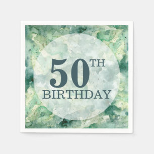 Serviette En Papier Aquarelle verte Abstraite moderne Anniversaire