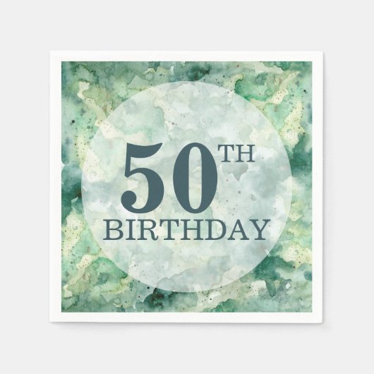 Serviette En Papier Aquarelle verte Abstraite moderne Anniversaire (Devant)