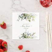 Serviette En Papier Aquarelle verte, Baby shower Eucalyptus (En situation)
