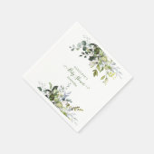 Serviette En Papier Aquarelle verte, Baby shower Eucalyptus (Coin)