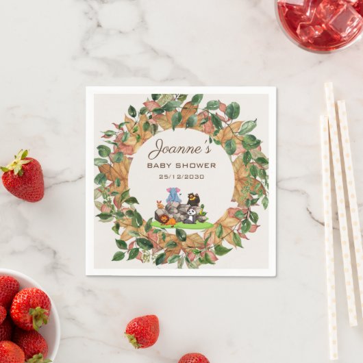 Serviette En Papier Aquarelle verte Baby shower neutre pour les femmes (En situation)