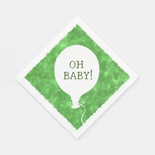 Serviette En Papier Aquarelle verte Baby shower texte personnalisé Oh