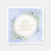 Serviette En Papier Aquarelle verte Bleu Sainte Communion (Devant)