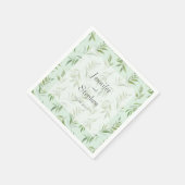 Serviette En Papier Aquarelle verte Botanique Pale Vert Mariage (Coin)