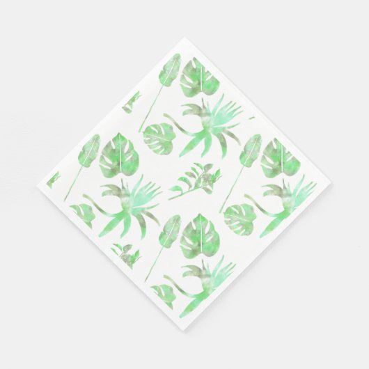 Serviette En Papier Aquarelle verte claire feuille tropicale (Coin)