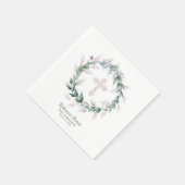 Serviette En Papier Aquarelle verte Croix rose première communion (Coin)
