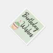Serviette En Papier Aquarelle verte de Cupcake (Coin)