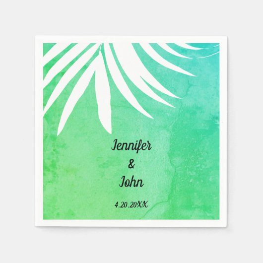 Serviette En Papier Aquarelle verte de feuille de palme Mariage rustiq (Devant)