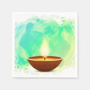 Serviette En Papier Aquarelle verte Diwali Diya moderne