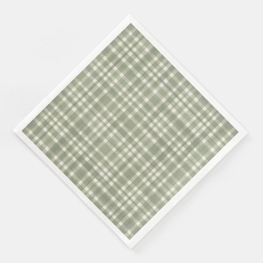 Serviette En Papier Aquarelle verte En vichy plaque de fête (Coin)