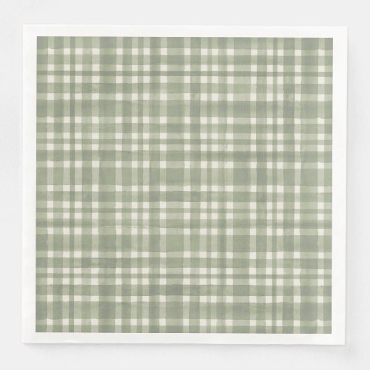 Serviette En Papier Aquarelle verte En vichy plaque de fête (Devant)