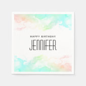 Serviette En Papier Aquarelle verte et bleue Abstraite (Devant)