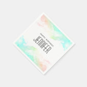 Serviette En Papier Aquarelle verte et bleue Abstraite (Coin)