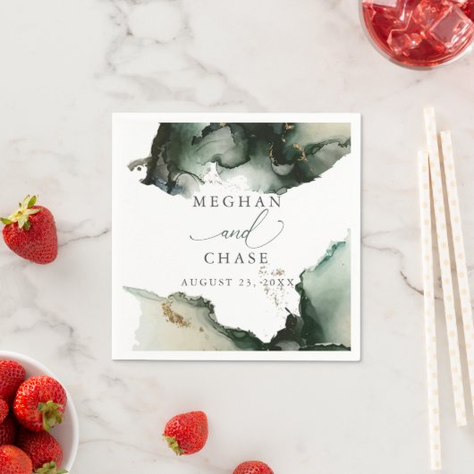 Serviette En Papier Aquarelle verte Ethérée Sage serviettes Abstraites (En situation)