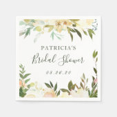 Serviette En Papier Aquarelle verte Fête des mariées florale rustique (Devant)