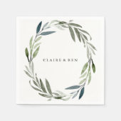 Serviette En Papier Aquarelle verte feuille Mariage Napkin (Devant)