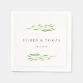 Serviette En Papier Aquarelle verte feuille mariage papier serviette (Devant)