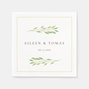 Serviette En Papier Aquarelle verte feuille mariage papier serviette