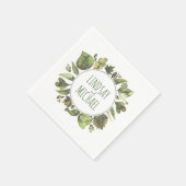 Serviette En Papier Aquarelle verte Mariage de couronne (Coin)