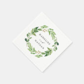 Serviette En Papier Aquarelle verte | Mariage personnalisé (Coin)