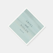 Serviette En Papier Aquarelle verte moderne Mariage élégant (Coin)