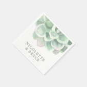 Serviette En Papier Aquarelle verte Sage Botanique Mariage Succulent (Coin)