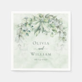 Serviette En Papier Aquarelle verte Sage Eucalyptus Mariage Feuille (Devant)
