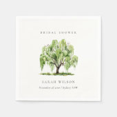 Serviette En Papier Aquarelle verte Willow Tree Fête des mariées (Devant)