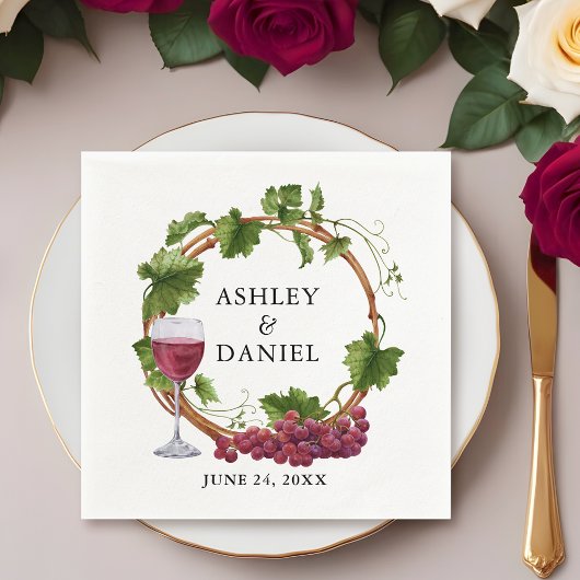 Serviette En Papier Aquarelle Vignes Vignes Bois Mariage Wreath