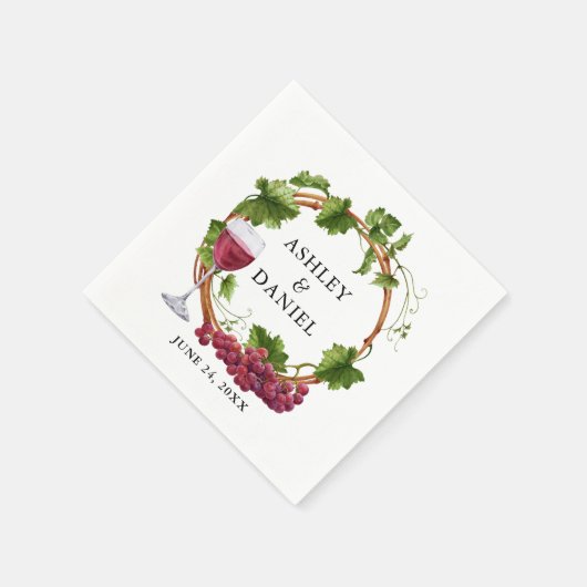 Serviette En Papier Aquarelle Vignes Vignes Bois Mariage Wreath (Coin)