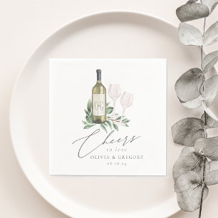 Serviette En Papier Aquarelle Vin Blanc Botanique Chefs à l'amour