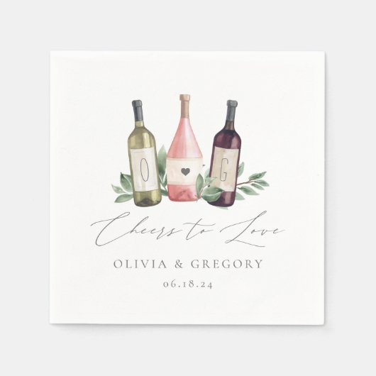 Serviette En Papier Aquarelle Vin & Botanique Chefs à l'amour (Devant)