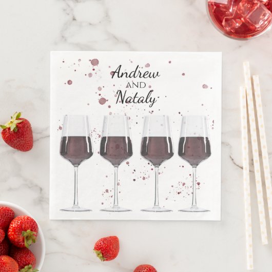 Serviette En Papier Aquarelle vin rouge soirée apéritif (En situation)