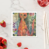 Serviette En Papier Aquarelle Vintage Chat Abstrait (11) (En situation)