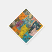 Serviette En Papier Aquarelle Vintage Chat Abstrait (12) (Coin)