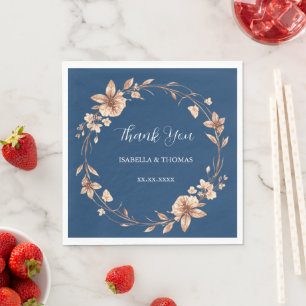 Serviette En Papier Aquarelle vintage rose en or Daisy Floral Botanica
