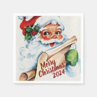 Aquarelle vintage Santa Claus Joyeux Noël