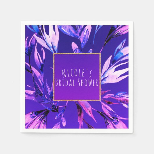 Serviette En Papier Aquarelle violet clair Glam botanique Élégant (Devant)