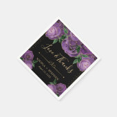 Serviette En Papier Aquarelle violet et or glam Rose Mariage (Coin)