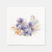Serviette En Papier Aquarelle violet Iris Bouquet (Devant)