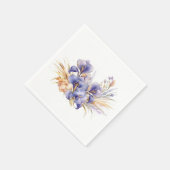 Serviette En Papier Aquarelle violet Iris Bouquet (Coin)
