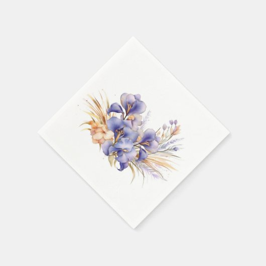 Serviette En Papier Aquarelle violet Iris Bouquet (Coin)