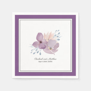 Serviette En Papier Aquarelle violet Mariage floral