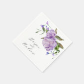 Serviette En Papier Aquarelle violet Mariage floral (Coin)