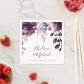 Serviette En Papier Aquarelle violet mariage Jardin Floral Suspendu (En situation)